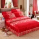 Váy cưới mới váy cotton bốn mảnh trải giường lớn màu đỏ Bộ đồ giường cưới 1,8 m trải giường bao phủ giường