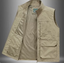 2023 spring and summer thin vest mens stand collar loose casual quick-drying jacket fishing photographer reporter sportswear outer wear