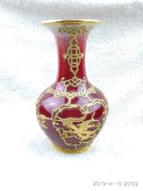 Jingdezhen Jianguo Founding Porcelain Factory Contemporary Name Porcelain 567 Boutique Groom Kiln Red Glaze Inlaid Siliu Gold Double Dragon Drama Pearl Small Reward Bottle