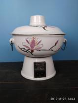 80s hand painted jade orchid map electromagnetic hotpot old objects (pan inner porcelain cover with split line for collection only)