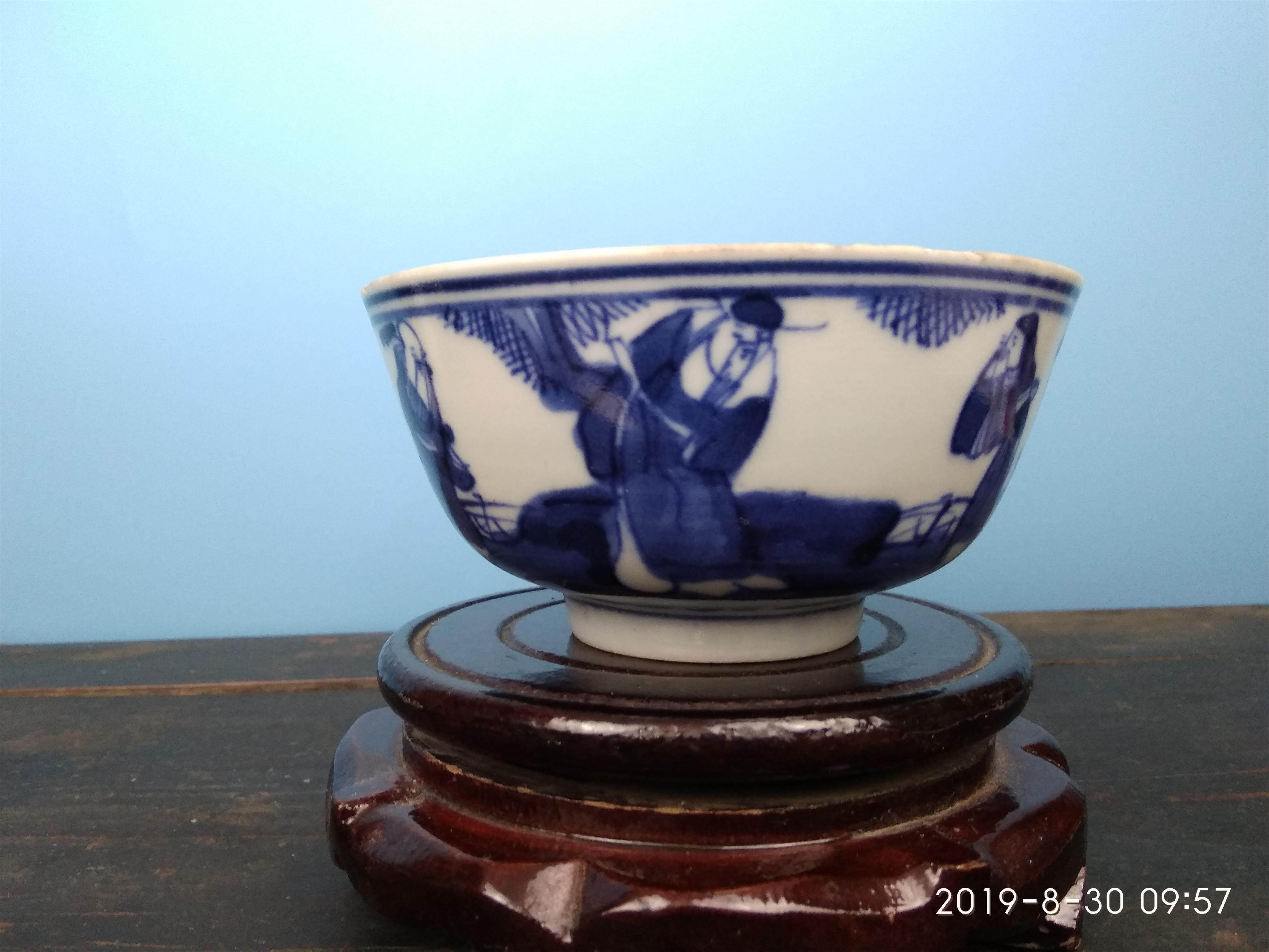 Late Qing Dynasty Jingdezhen Jingdezhen Hand-painted Confucianism Buddha Diddish Samsung High-photos Qingzao figure bowls Qinghua porcelain old porcelain