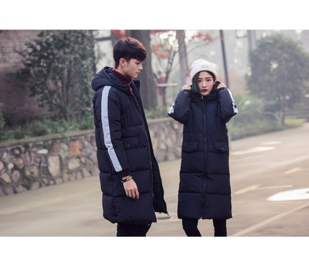 Áo dài nam dày áo cotton ấm Phiên bản Hàn Quốc của thủy triều Slim thanh niên quần áo cotton mùa đông học sinh nam và nữ áo khoác kaki nữ