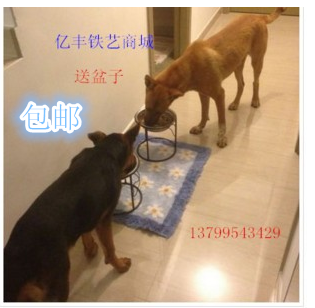 Iron art round stainless steel dog food rack pet bowl rack cat and dog food rack Teddy VIP golden retriever and other small, medium and large dogs