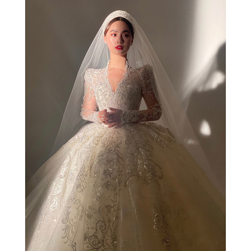 Main Wedding Dress 2023 New Bride Left - Left French Little Heavy Industry Luxury V - Cole Virgin Winter Clothes