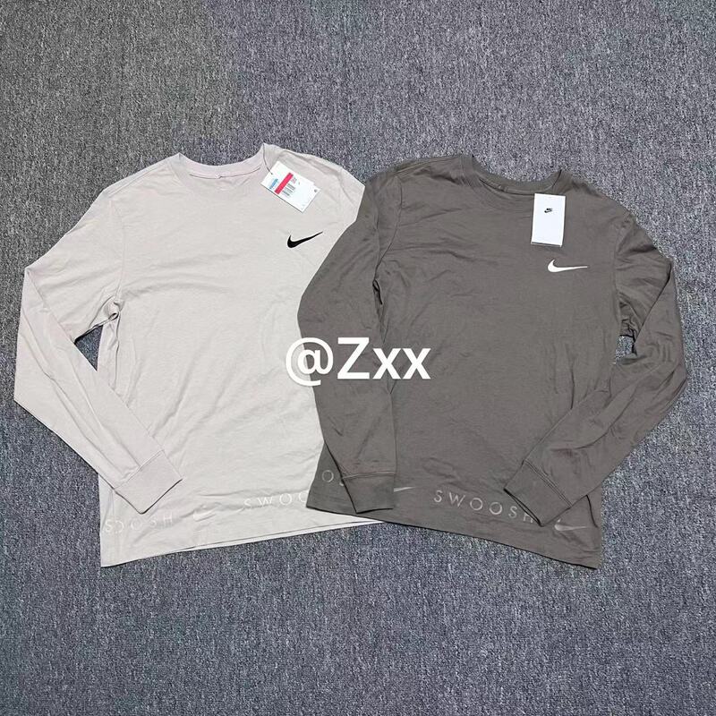 Nike Swoosh Men's Large Logo Pure Cotton Sports Casual Round Neck Breathable Long-Sleeved T-Shirt Dz3044