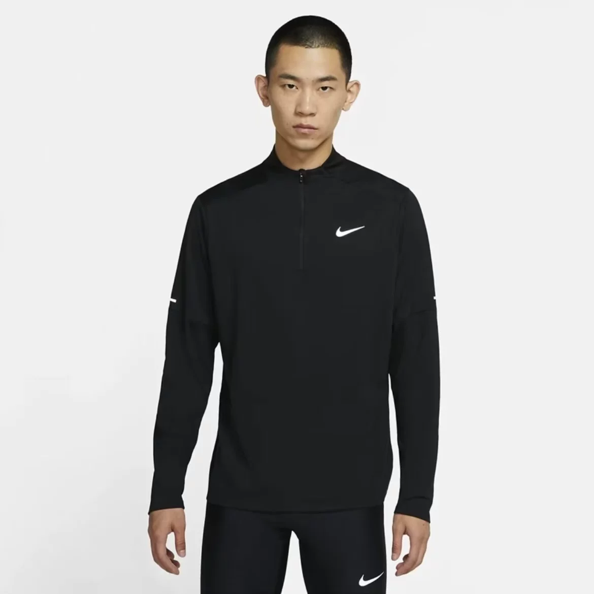 Nike/ осенняя спортивная быстросохнущая дышащая кофта с длинным рукавом для тренировки с молнией, для бега, с молнией