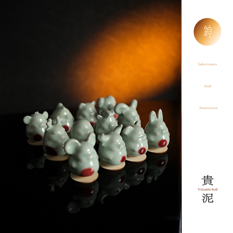 Exclusive to Gui Ni! Spin! Fun and Stress-Relieving! Cute Zodiac Pet Figurines! Creative Gift Made with Intangible Cultural Heritage Jun Porcelain Exclusive to Gui Ni! Spin! Fun and Stress-Relieving! Cute Zodiac Pet Figurines! Creative Gift Made with Intangible Cultural Heritage Jun Porcelain