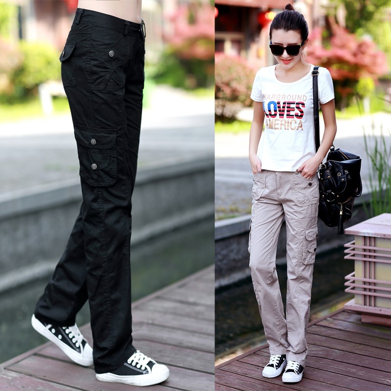 Overalls women's spring and autumn 2021 new casual large size cotton straight sports outdoor trousers autumn ladies women's pants