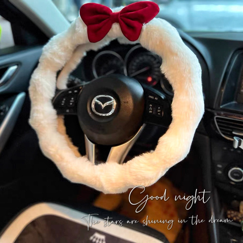 Net Red Advanced Sensation Goddess Winter Plush Warm Car Steering Wheel Sleeve Non-slip To the Cute Woman Car Interior-Taobao