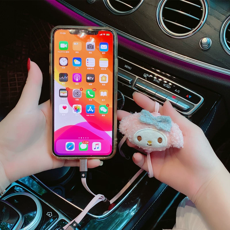 Huawei, apple, cartoon charging cable, three-in-one