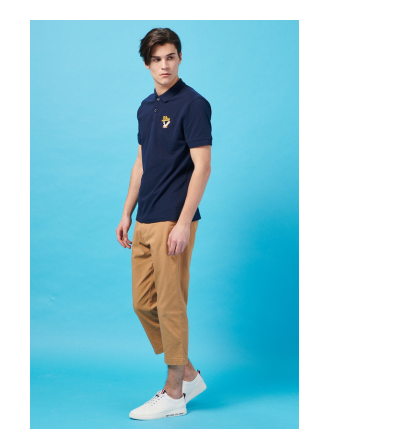 PLORY2018 mùa hè người đàn ông mới của mẫu thêu POLO áo sơ mi giản dị ngắn tay áo Slim POHA824001 áo polo form rộng