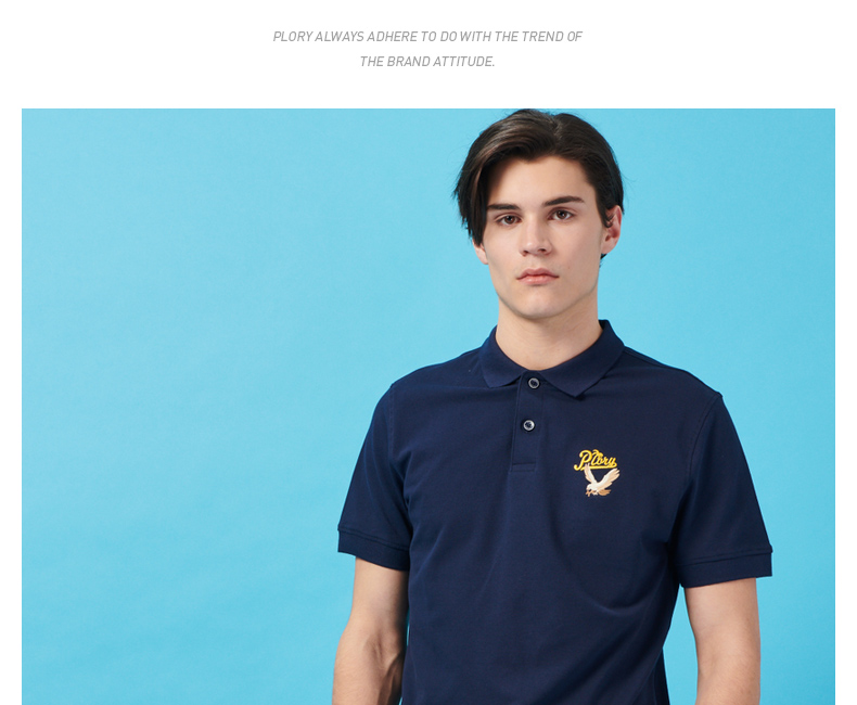 PLORY2018 mùa hè người đàn ông mới của mẫu thêu POLO áo sơ mi giản dị ngắn tay áo Slim POHA824001 áo polo form rộng