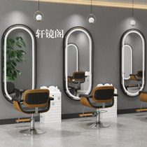  Net celebrity hair salon hair salon mirror Barbershop mirror Desktop double-sided mirror luminous four-sided six-sided barber mirror with lights