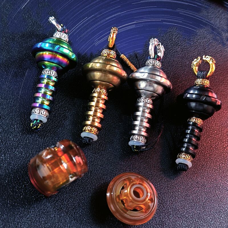 Mechanical Trendy Planet Pendant Fingertip Gyro Push Card Pop Coin Edc Necklace Key Hanging Knife Pendant Decompression Toy