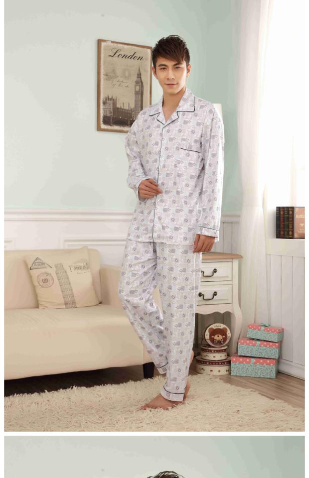 Đồ ngủ nam cho nam mùa xuân và mùa thu cotton dài tay cho nam mùa hè cotton trung niên mùa xuân trung niên phù hợp với dịch vụ gia đình đồ bộ thun cotton mặc nhà cao cấp