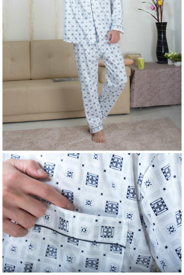 Đồ ngủ nam cho nam mùa xuân và mùa thu cotton dài tay cho nam mùa hè cotton trung niên mùa xuân trung niên phù hợp với dịch vụ gia đình đồ bộ thun cotton mặc nhà cao cấp