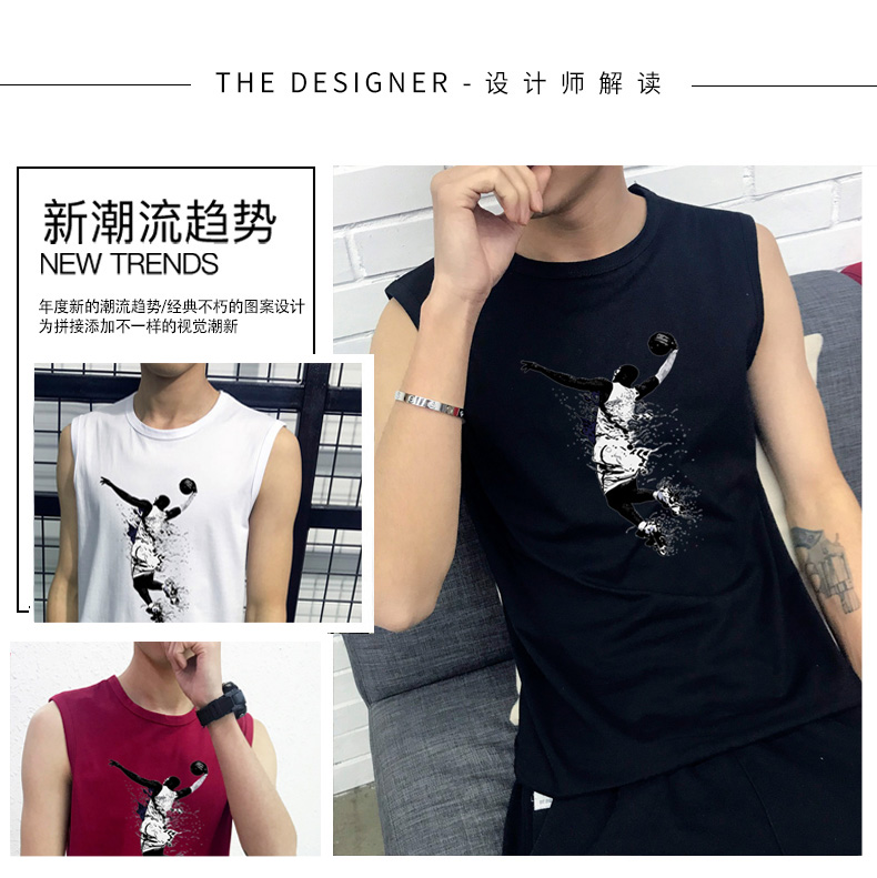 Của nam giới vest cotton không tay t-shirt đáy chạy rào cản rào cản thể dục thể thao giải trí áo loose triều mùa hè