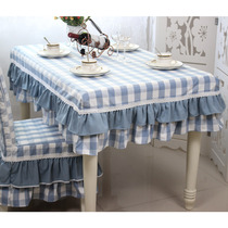 Korean pastoral blue lattice tablecloth custom table cloth cover Coffee table tablecloth TV cabinet cover cloth dust cover