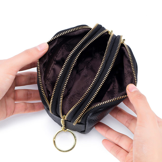 ຊັ້ນທໍາອິດ cowhide multi-layer zipper coin purse storage bag women's mini simple multi-functional large-capacity key chain small bag