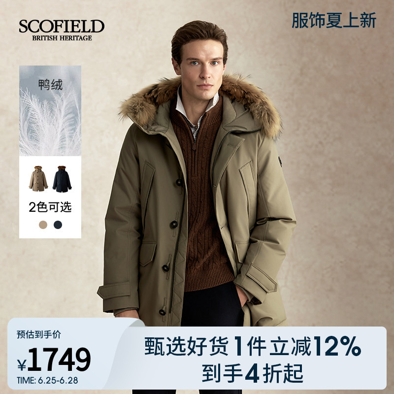 Scofield Men's 25Th Winter New Workwear Parka Mid-Length Hooded Duck down Jacket