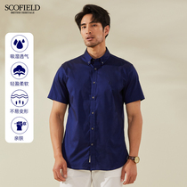 SCOFIELD2021 summer new casual solid color shirt micro-elastic mens short-sleeved shirt SMYAB24003