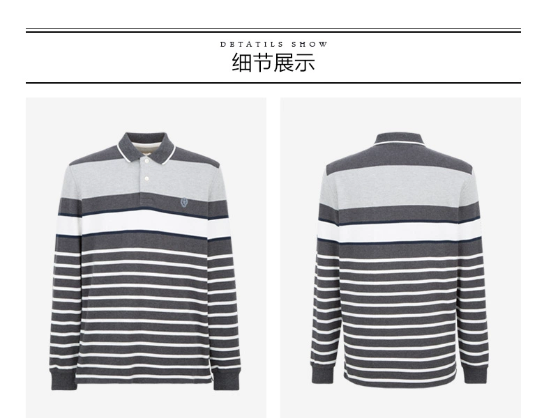SCOFIELD mùa xuân và mùa thu của nam giới kinh doanh bình thường bông sọc dài tay đan T-Shirt HA738001