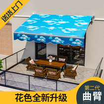 Telescopic folding sunshade shelter outdoor facade balcony eaves courtyard parking tent canopy hand cranked electric