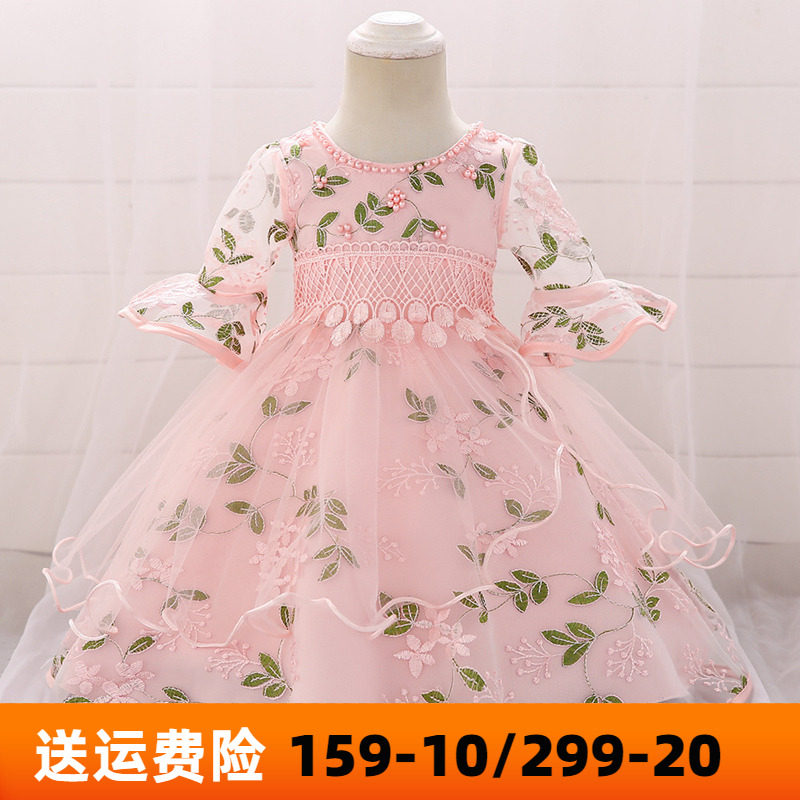 Baby dress 2022 Spring dress new baby's 100 - day evening dress autumn birthday air princess dress