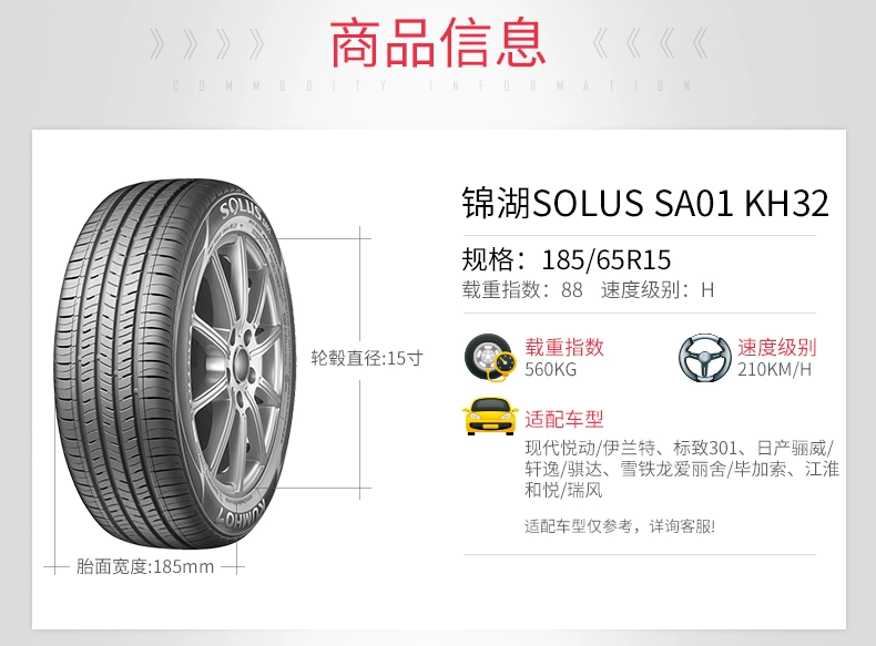 Lốp Kumho SA01 KH32 185 65R15 88H Áp dụng cho Nissan Sunshine Sylphy [17] - Lốp xe