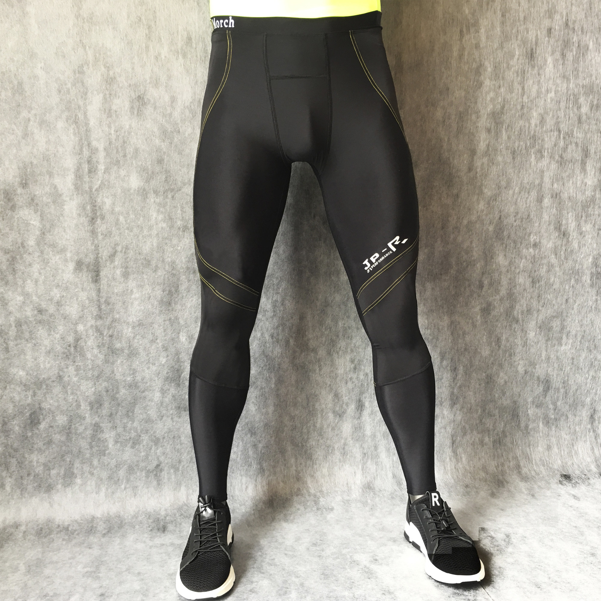 Gradient compression pants men's fitness tights elastic quick-drying sports training bottoming plus velvet marathon running trousers