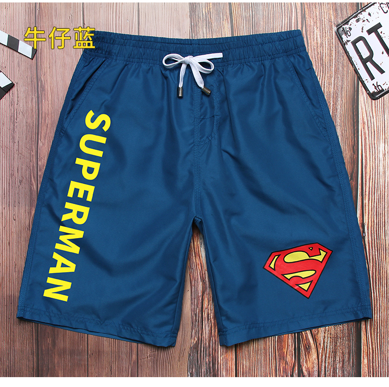 Justice League Superman Beach Quần nam Làm khô nhanh Bãi biển Bơi Kỳ nghỉ rộng Quần rộng Boxer Quần Quần 	quần áo cây dừa đi biển