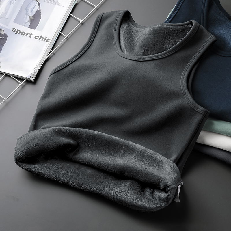 Men's Vest for Autumn and Winter, Warm and Fleece-Lined, Thickened Sports Sleeveless Shirt, Base Layer Vest for Fitness