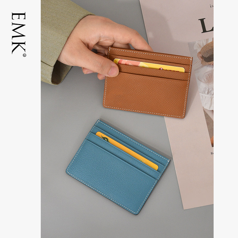 Genuine leather delicately upscale carry-on small card bag women small and slim one-piece multi-position card holder for men's card holder