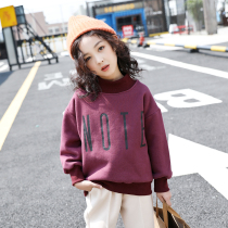 Girls plus velvet sweater winter 2020 new Korean version of the half-high-neck pullover in the big childrens thick bottoming shirt tide