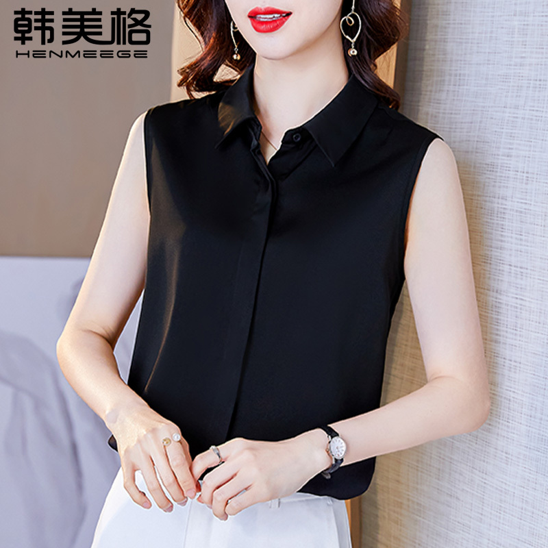 Satin Sleeveless Shirt Vest for Women, Spring and Summer 2026 New Style, Loose Shirt, Stylish Blouse, Professional Top