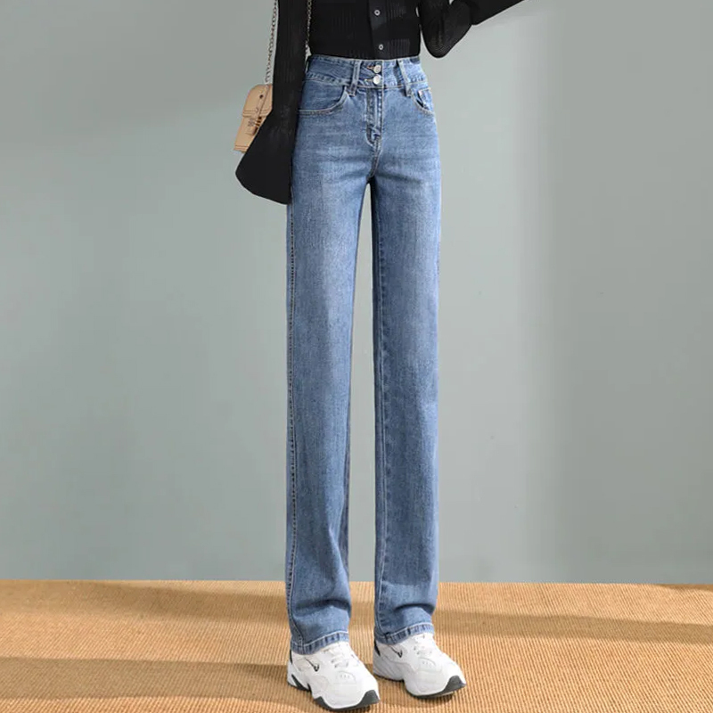 2026 New Straight-Leg Jeans for Women, Spring and Autumn Korean Style, High-Waisted, Slimming, Loose, Wide-Leg, Vintage Cigarette Pants