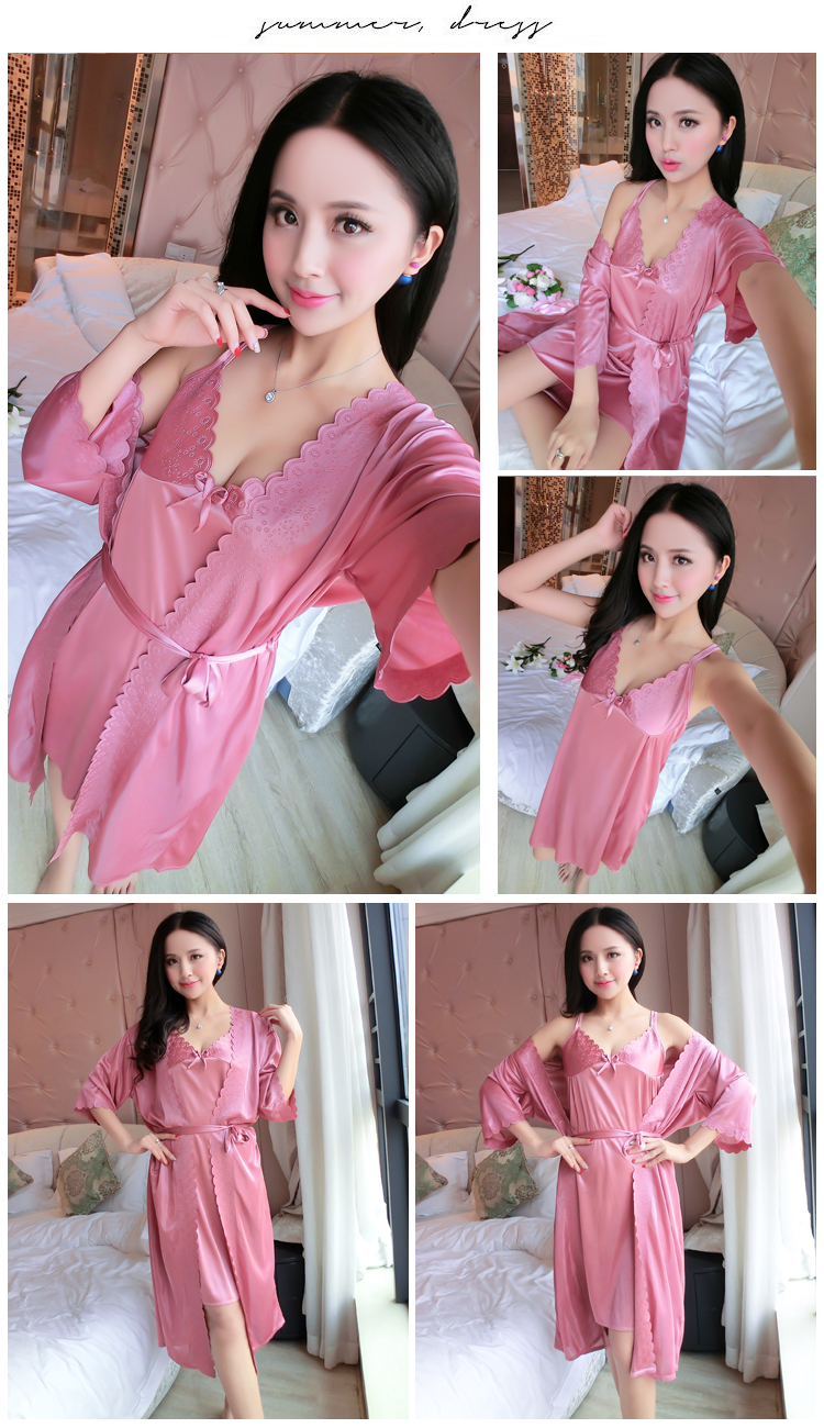 Chất béo chị mm mùa hè nữ thêm kích thước lớn cộng với phân bón sling hai mảnh sexy áo ngủ nightdress nhà dịch vụ 200 kg đồ ngủ