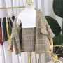 Sản phẩm mùa đông mới Houndstooth Hồ sơ cho bé trai và bé gái Áo len dài kiểu Anh + Váy 2 mảnh đồ sơ sinh cho bé