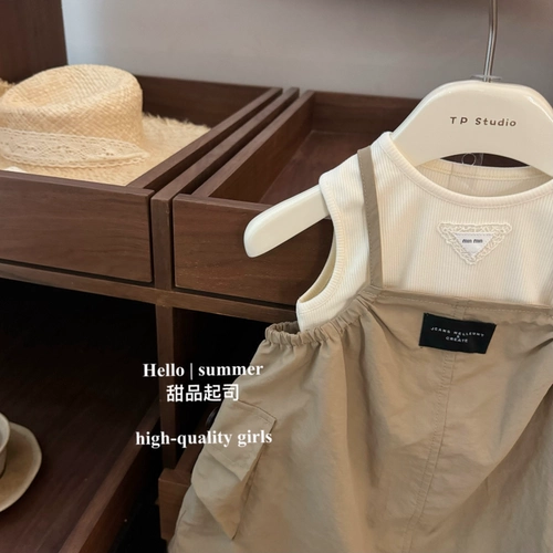 Быстросохнущий жилет для девочек, платье, комплект, детская одежда, в западном стиле