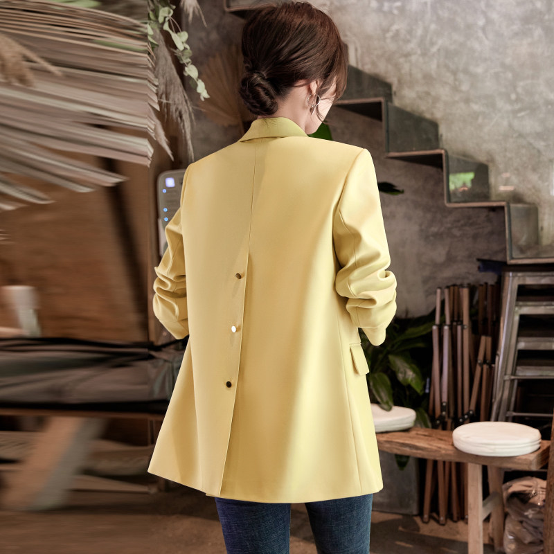 Yellow Blazer for Women, Autumn 2026 New Style, Korean Version, High-End Feel, Petite, Loose, Plus Size, Women's Casual Suit