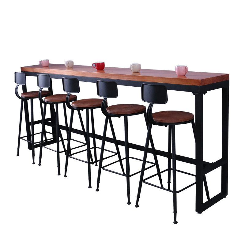 Solid wood bar table and chair Bar table Cafe milk tea shop Wall table