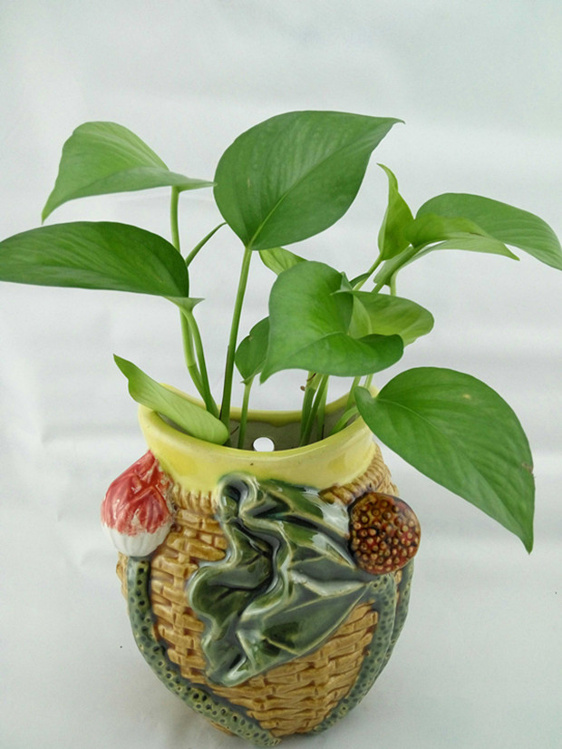 Fishing basket lotus hanging wall] Vase Hydroponic ceramic hanging wall vase Shiwan ceramic home furnishings