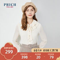 PRICH (shopping mall same model) autumn and winter retro port flavor lace-up shirt female PRBAA4912M