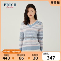 PRICH (shopping mall same model) 2021 New loose casual V-neck knitwear women PRKWB1120Q
