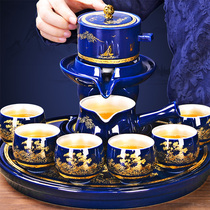 Hui Yao Gilt silver Kung Fu tea set Home office stone mill automatic tea set gift box vintage creative tea cup