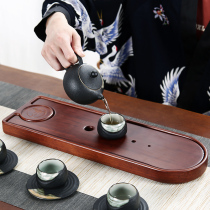 Whole heavy bamboo tea tray home office simple bamboo drainage water storage type rectangular dry bubble plate with incense burner tea table