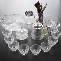 The whole set of glass tea set Home simple office thickened transparent Kung fu cover bowl Teapot Teacup Tea maker