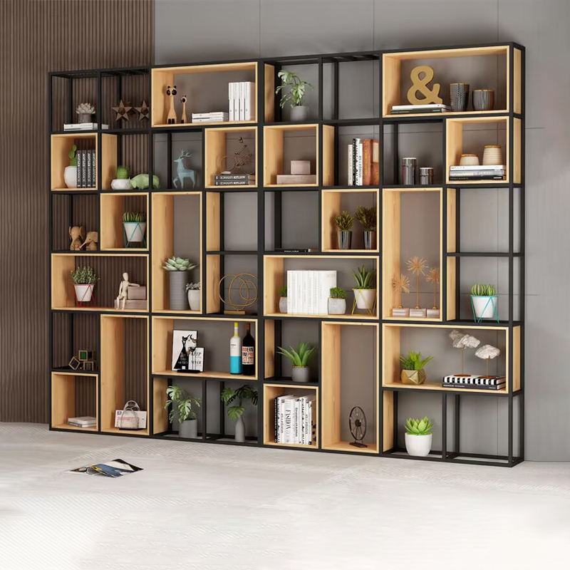 Wrought Iron Partition Shelf, Flower Stand, Living Room and Dining Room Grid Rack, Trendy Office Bookshelf, Floor-Standing Display Rack, New Model