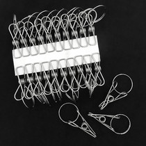 Stainless steel clothes clothes clip with ring adhesive hook clip socks drying towel multi-purpose clothes rack windproof small clip household ticket clip