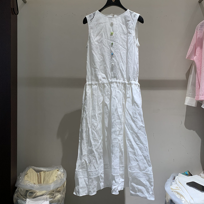 European Style Women's Linen Dress, Summer 2026 New High-Waisted Mid-Length Slimming Tank Dress
